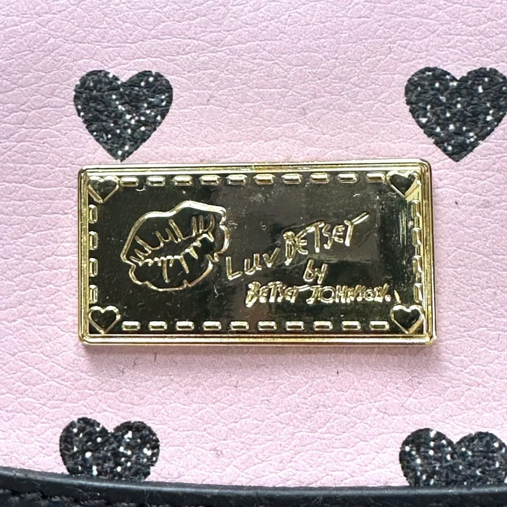 Luv Betsey by Betsey Johnson Crossbody Bag Women Small Pink Black Heart Coquette